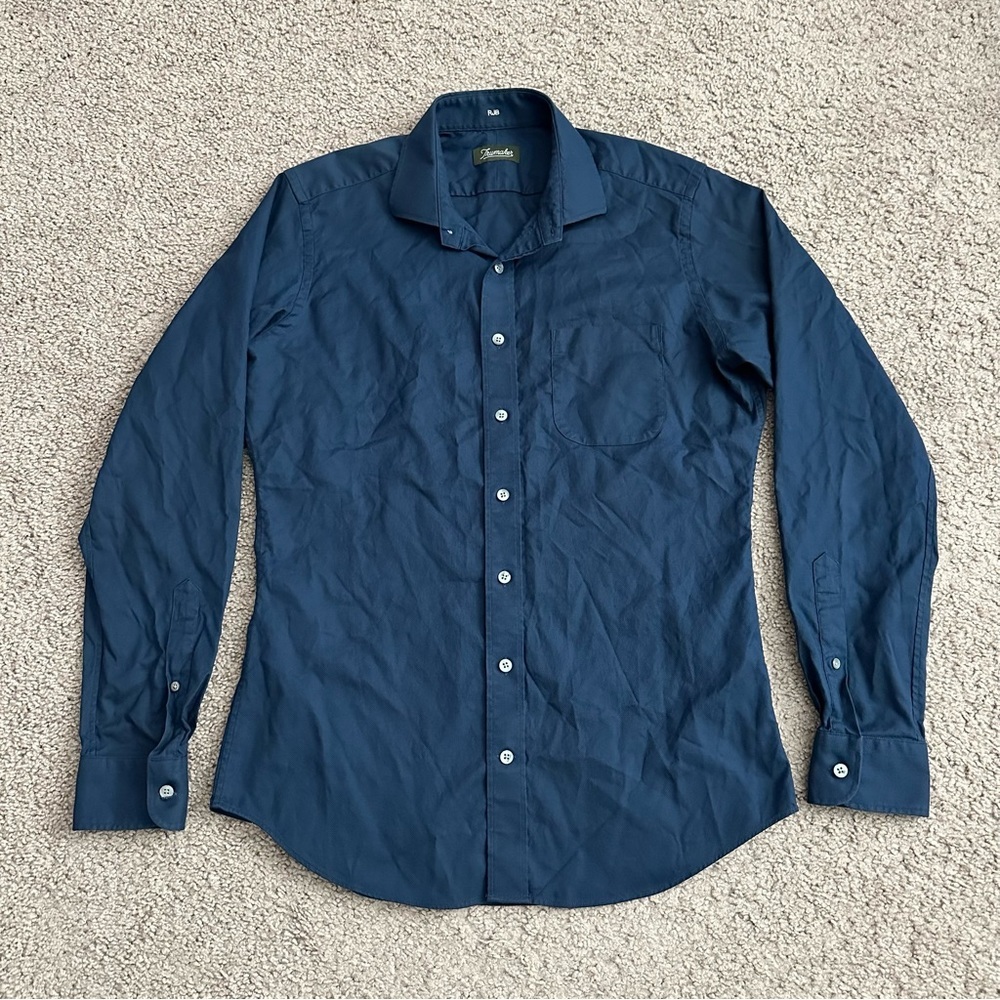 RJB Trumaker Shirt Mens Navy Blue Cotton Button Up Shirt